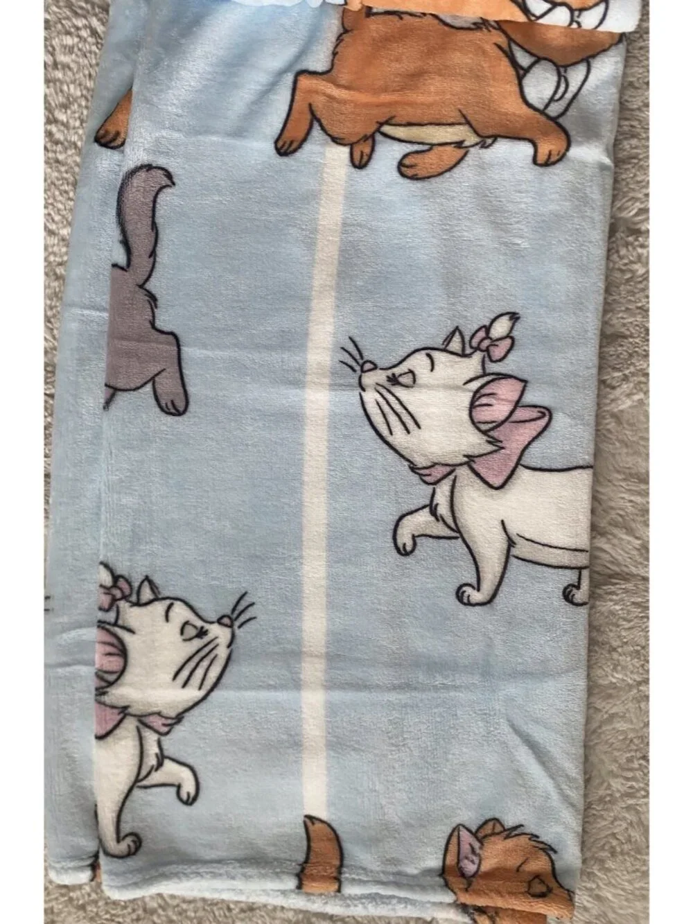 Disney The Aristocats Marie Toulouse & Berlioz Blue Soft Throw Blanket 50”x70”